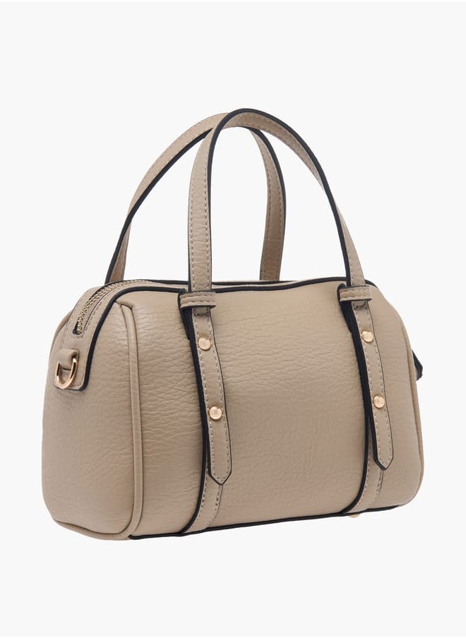Women Solid Tote Bag with Zip Closure and Double Handle