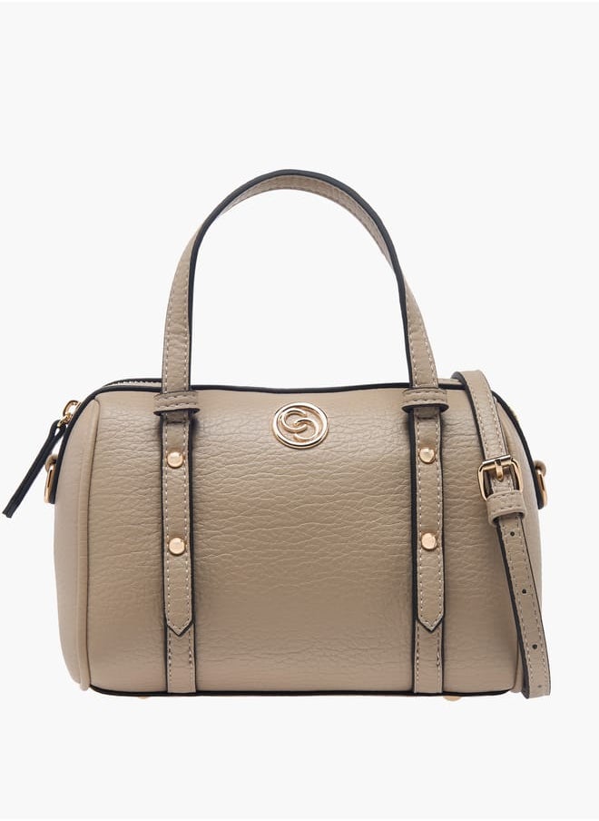 Women Solid Tote Bag with Zip Closure and Double Handle