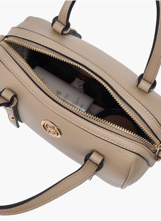 Women Solid Tote Bag with Zip Closure and Double Handle