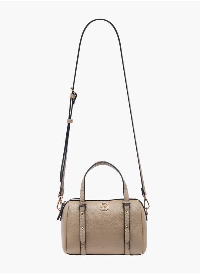 Women Solid Tote Bag with Zip Closure and Double Handle
