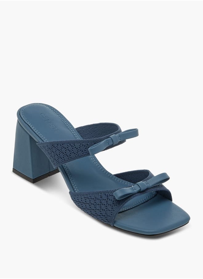 Women's Bow Accent Slip-On Sandals with Block Heels