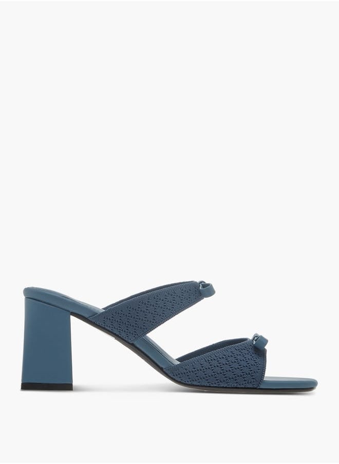 Women's Bow Accent Slip-On Sandals with Block Heels