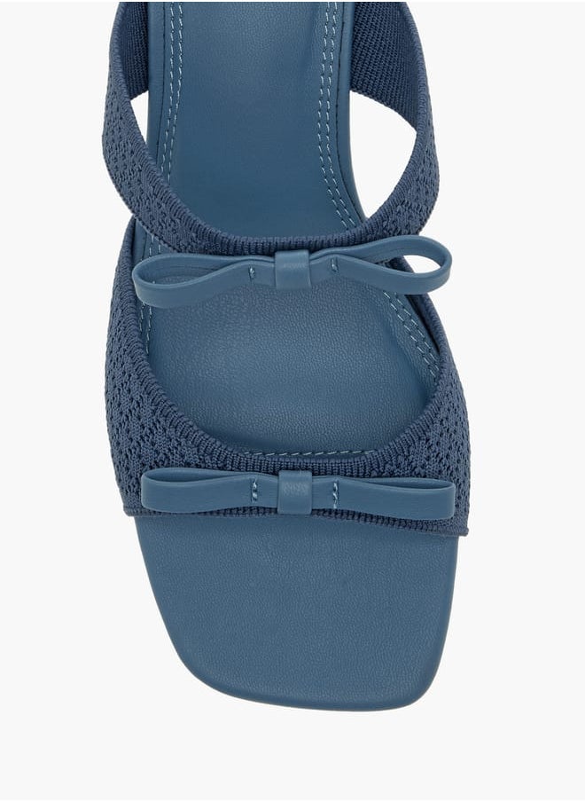 Women's Bow Accent Slip-On Sandals with Block Heels