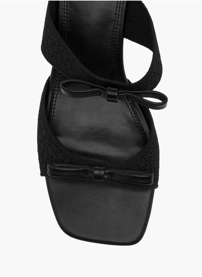 Women's Bow Accent Slip-On Sandals with Block Heels