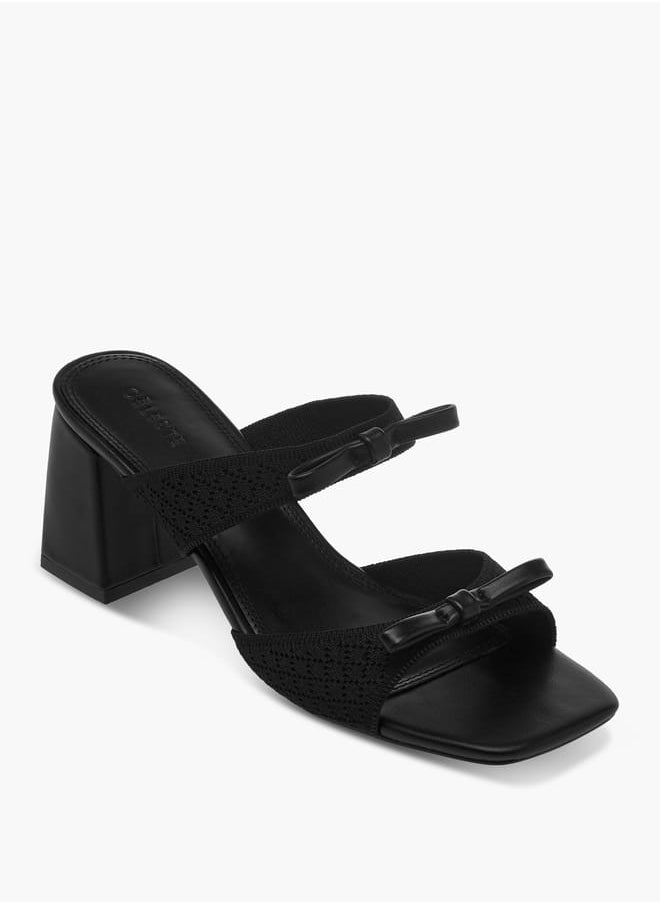 Women's Bow Accent Slip-On Sandals with Block Heels