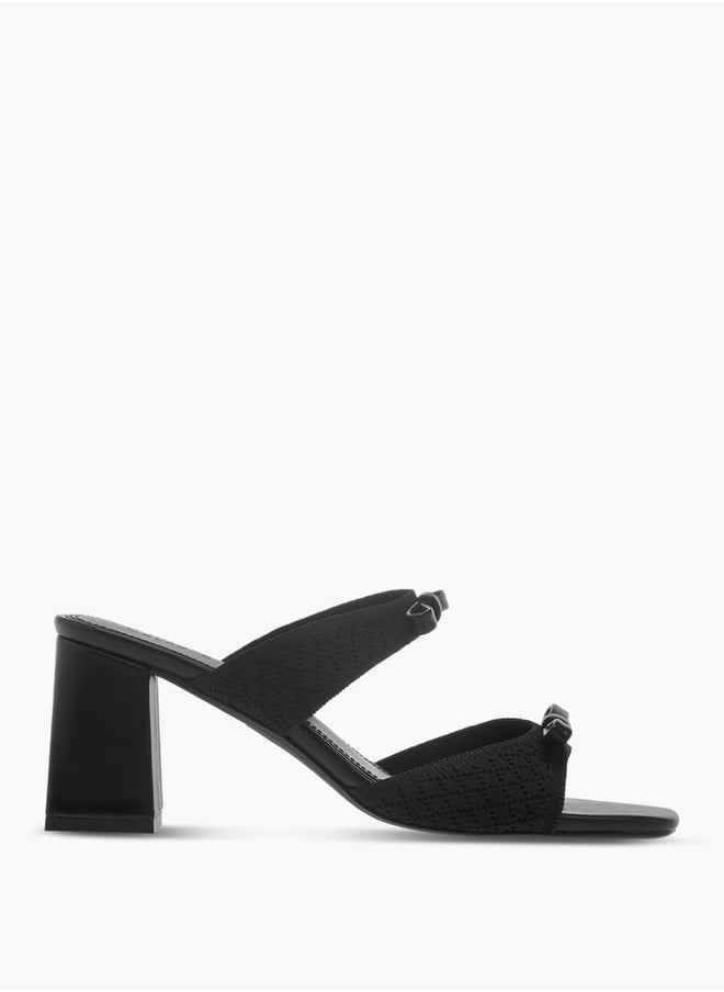 Women's Bow Accent Slip-On Sandals with Block Heels