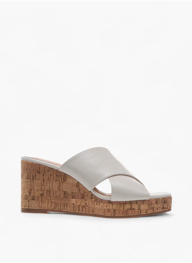 Women's Solid Slip-On Sandals with Wedge Heels