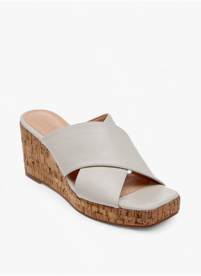Women's Solid Slip-On Sandals with Wedge Heels