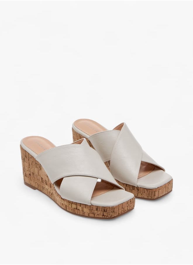 Women's Solid Slip-On Sandals with Wedge Heels