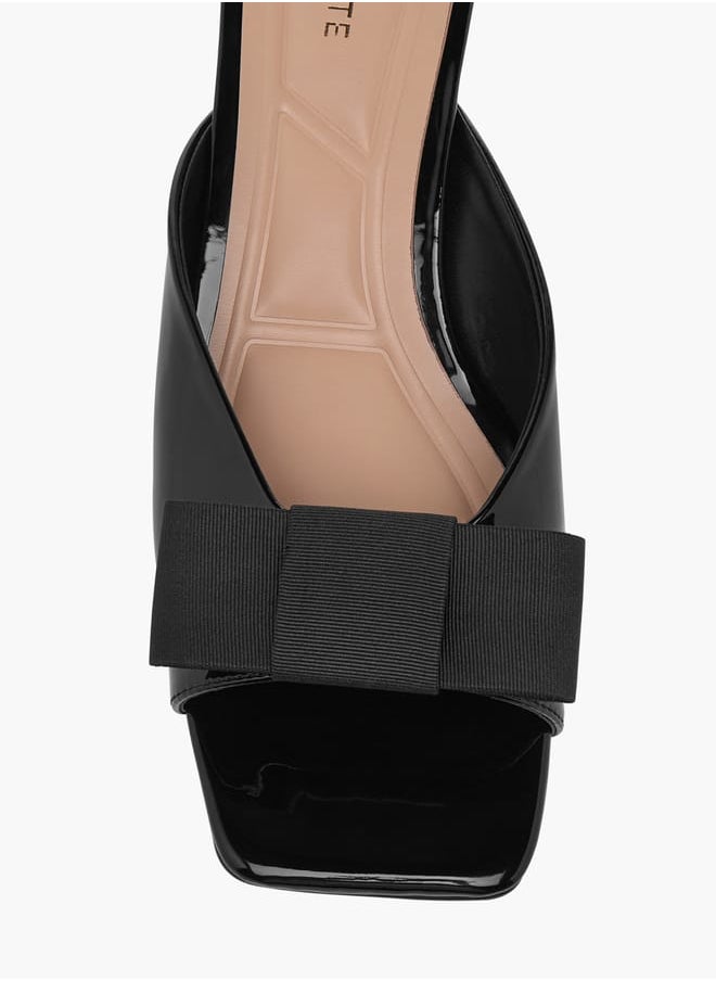 Women's Bow Applique Slip-On Sandals with Kitten Heels