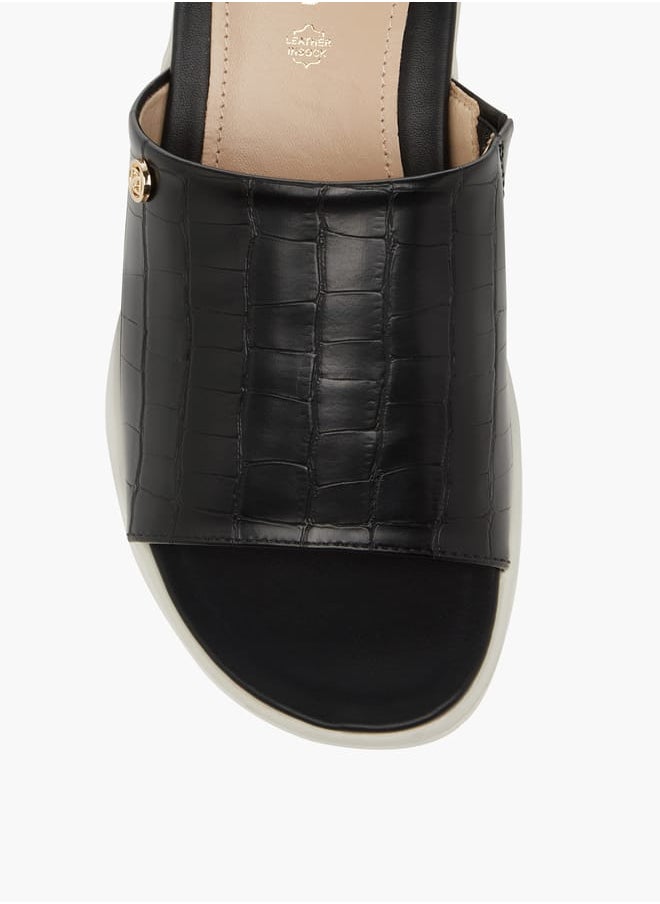 Women's Textured Slip-On Sandals with Wedge Heel