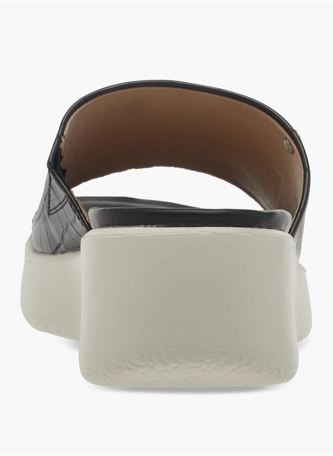 Women's Textured Slip-On Sandals with Wedge Heel