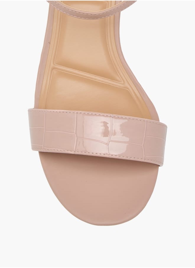 Women's Textured Sandals with Block Heels and Buckle Closure