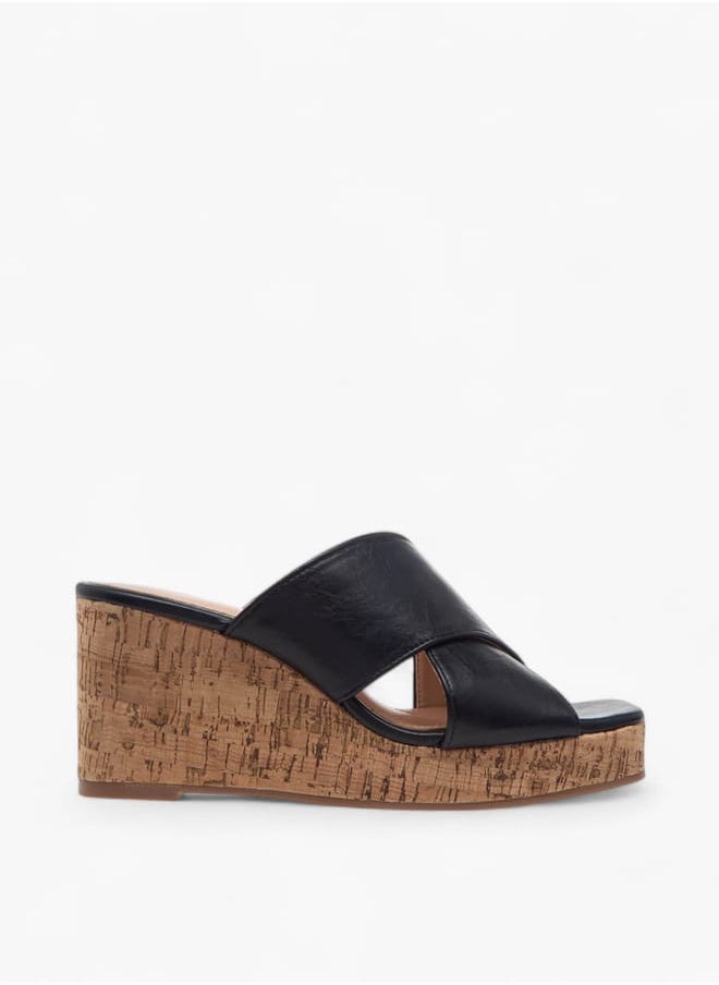Women's Solid Slip-On Sandals with Wedge Heels
