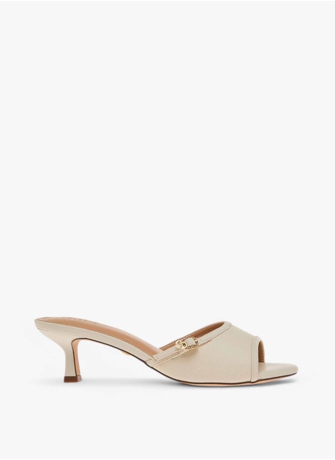 Women's Buckle Accent Slip-On Sandals with Kitten Heels