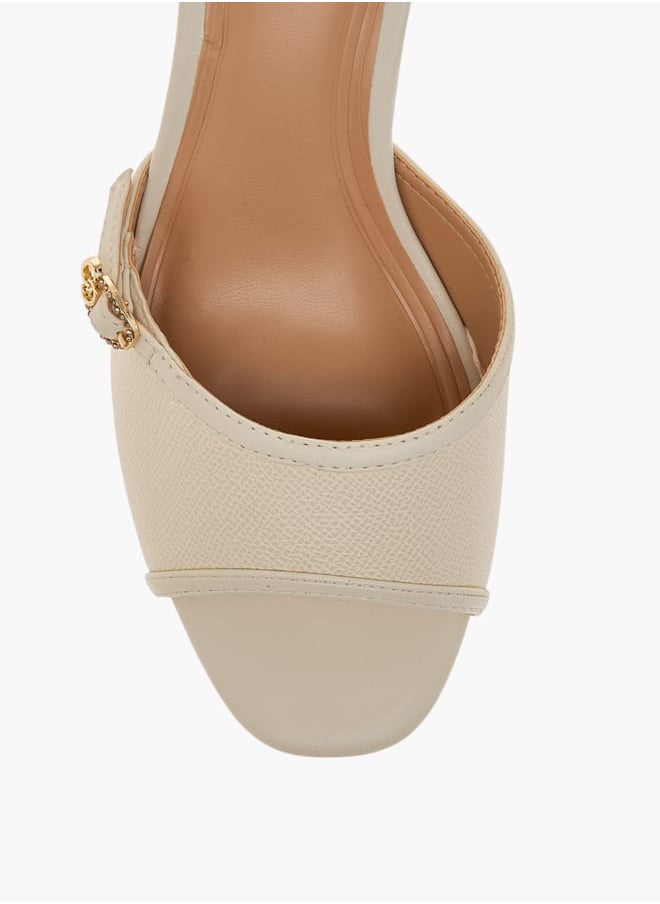Women's Buckle Accent Slip-On Sandals with Kitten Heels