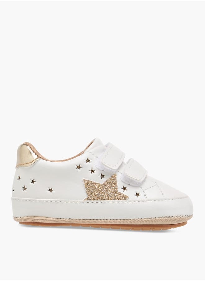 Girls Star Cutwork Detail Booties with Hook and Loop Closure