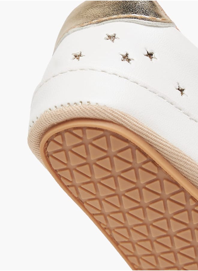 Girls Star Cutwork Detail Booties with Hook and Loop Closure