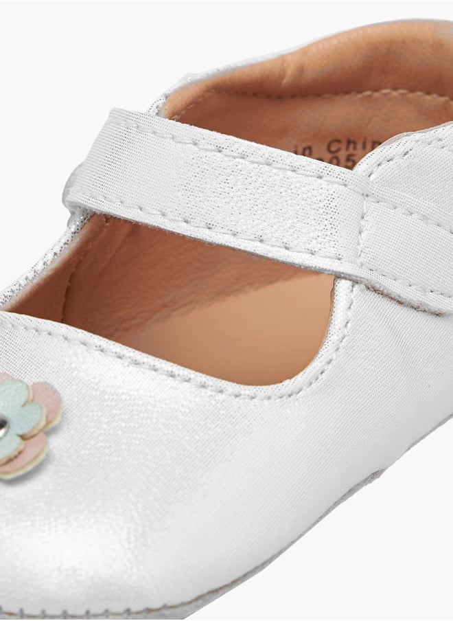 Girls Floral Accent Booties with Hook and Loop Closure