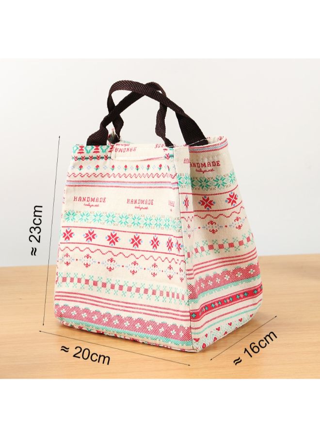Printed Insulated Canvas Lunch Bag Multicolor 23x20x16centimeter