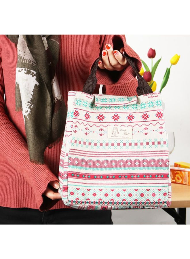 Printed Insulated Canvas Lunch Bag Multicolor 23x20x16centimeter