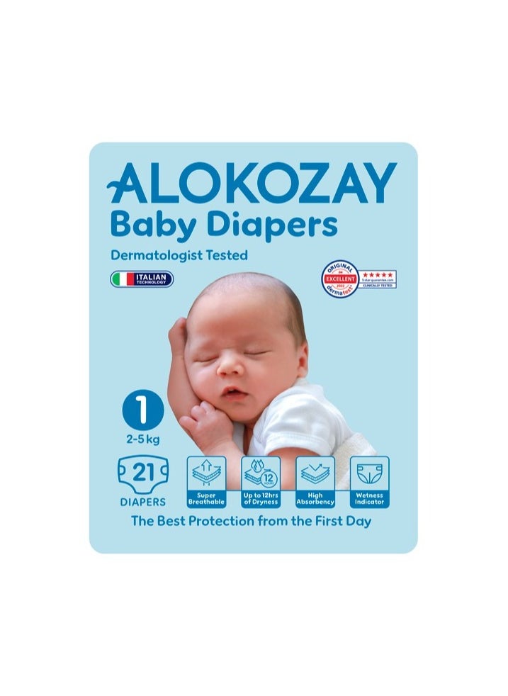 Alokozay - Premium Baby Diapers - Size 1 (2-5 Kg) - 21 Diapers