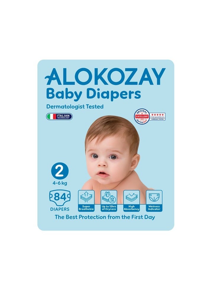Alokozay - Premium Baby Diapers - Size 2 (4-6 Kg) - 84 Diapers
