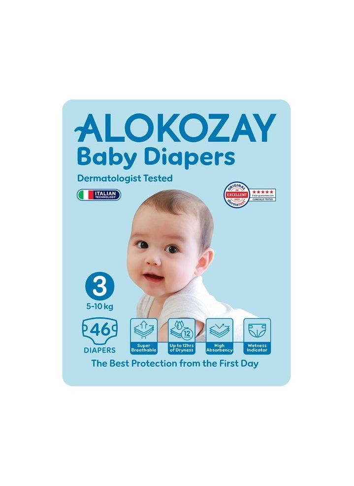 Alokozay - Premium Baby Diapers - Size 3 (5-10 Kg) - 46 Diapers