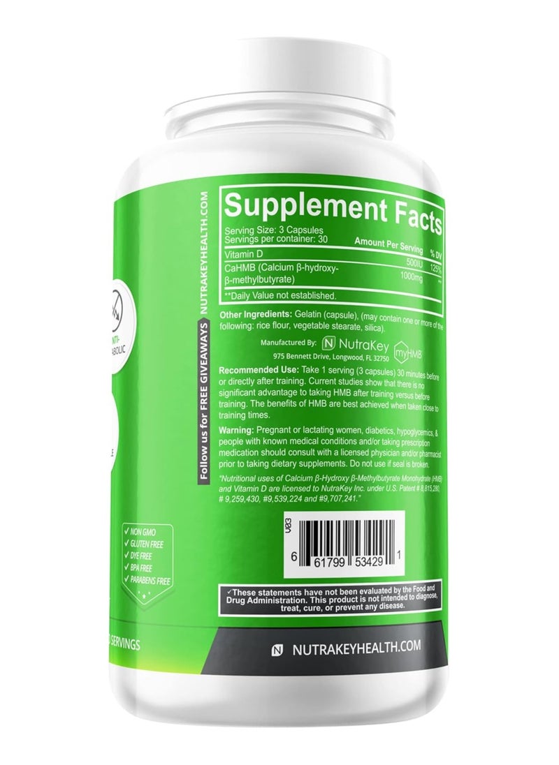 Nutrakey, HMB, Active Metabolite of Leucine, 90 Caps, 30 Servings