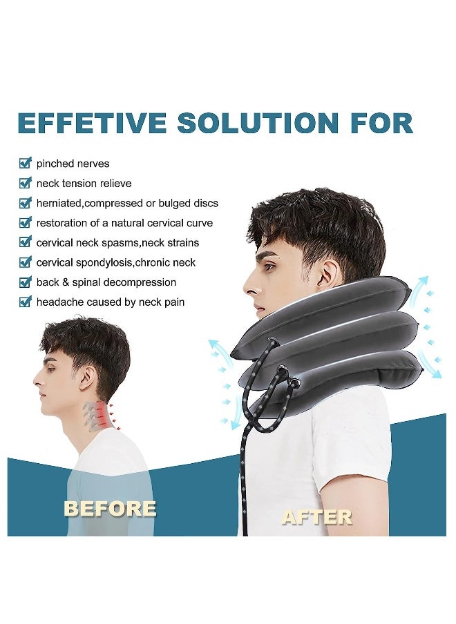 Travel pillow cervical traction device Portable neck traction device Neck pain relief Inflatable neck brace and neck decompression