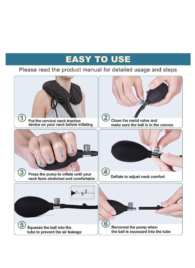 Travel pillow cervical traction device Portable neck traction device Neck pain relief Inflatable neck brace and neck decompression