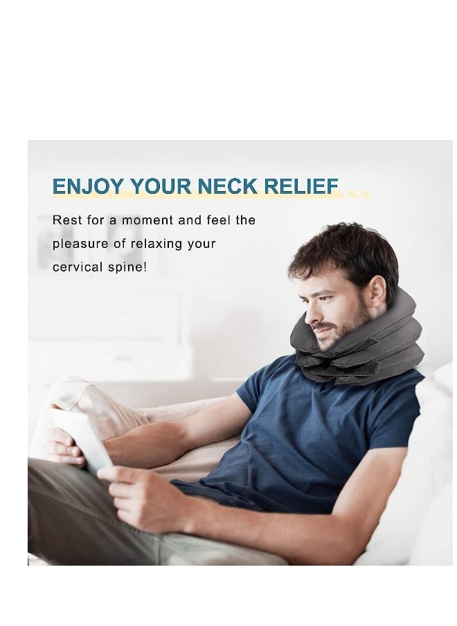 Travel pillow cervical traction device Portable neck traction device Neck pain relief Inflatable neck brace and neck decompression