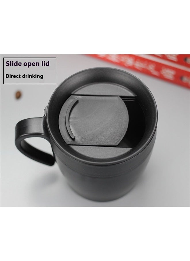 Coffee Mug Cup with Handle and Lid, Insulated Stainless Steel Coffee Travel Mug, Double Wall Vacuum Tumbler Cup Include Lid Insulated，Ideal for Hot & Cold Drinks,Simple Style Portable Vacuum Cup With Black/Silver