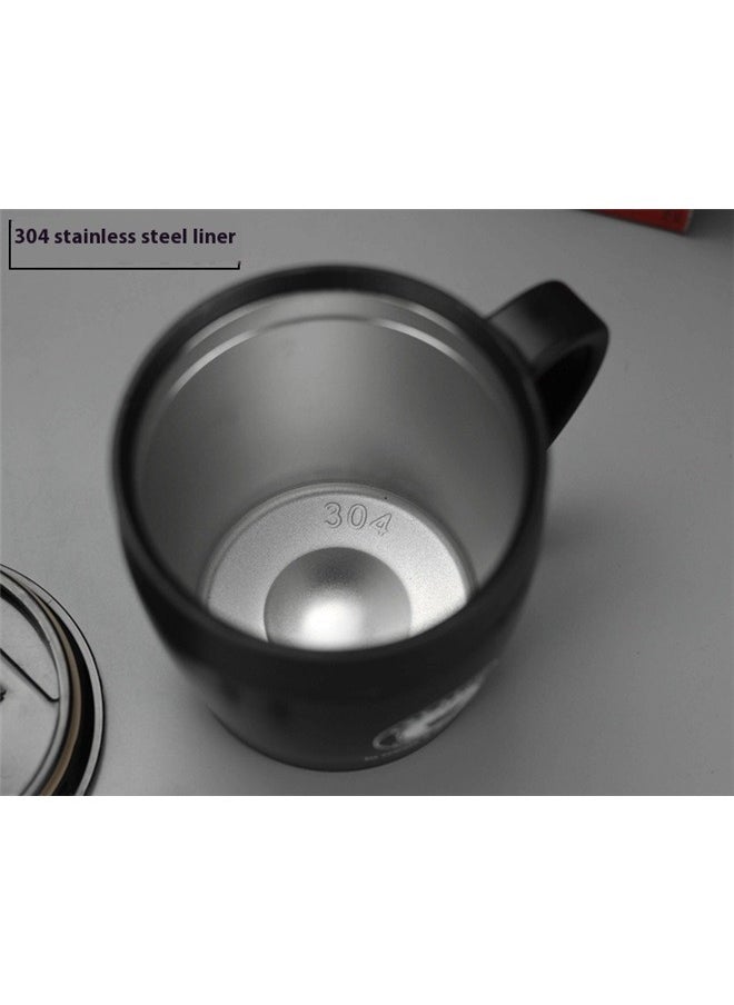 Coffee Mug Cup with Handle and Lid, Insulated Stainless Steel Coffee Travel Mug, Double Wall Vacuum Tumbler Cup Include Lid Insulated，Ideal for Hot & Cold Drinks,Simple Style Portable Vacuum Cup With Black/Silver