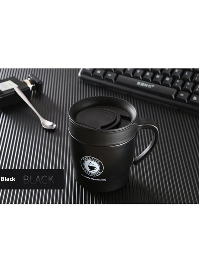 Coffee Mug Cup with Handle and Lid, Insulated Stainless Steel Coffee Travel Mug, Double Wall Vacuum Tumbler Cup Include Lid Insulated，Ideal for Hot & Cold Drinks,Simple Style Portable Vacuum Cup With Black/Silver