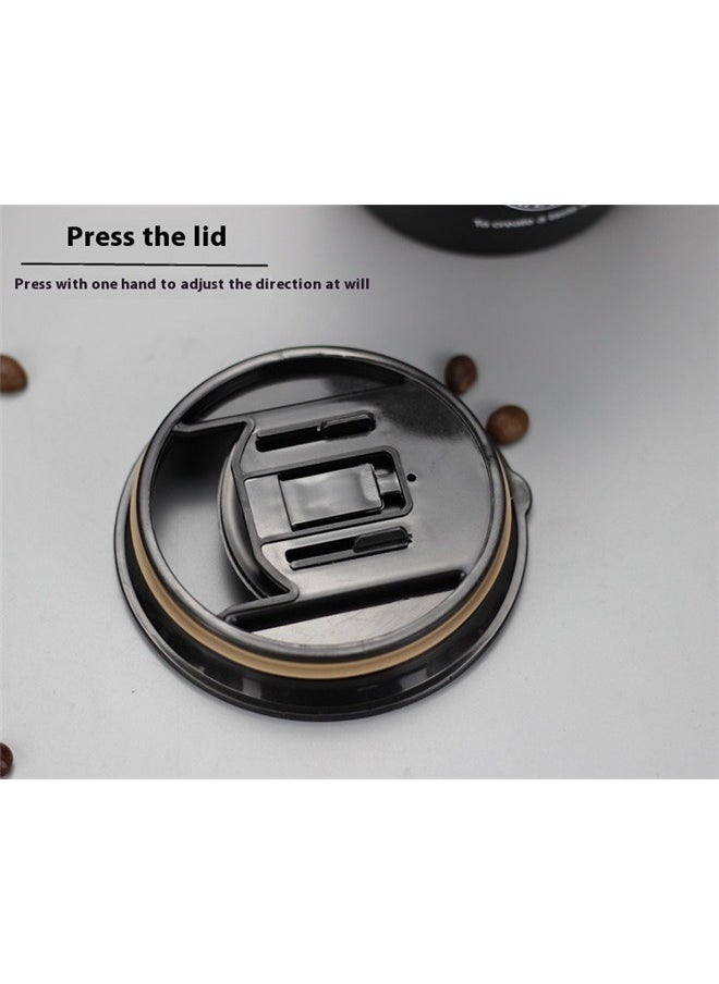 Coffee Mug Cup with Handle and Lid, Insulated Stainless Steel Coffee Travel Mug, Double Wall Vacuum Tumbler Cup Include Lid Insulated，Ideal for Hot & Cold Drinks,Simple Style Portable Vacuum Cup With Black/Silver