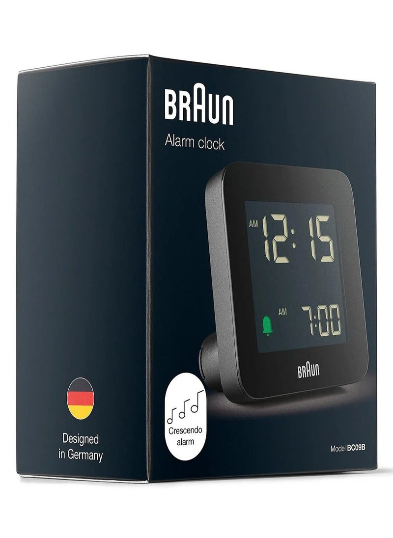 Braun Digital Alarm Clock with Crescendo Alarm, Snooze Function, Backlight- Black