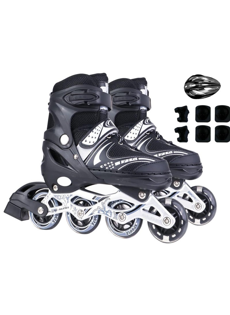 Kids Roller Skate Shoes Single/Double Wheels Retractable Skateboarding Rollerblades Outdoor for Boys and Girls Pulley Shoes
