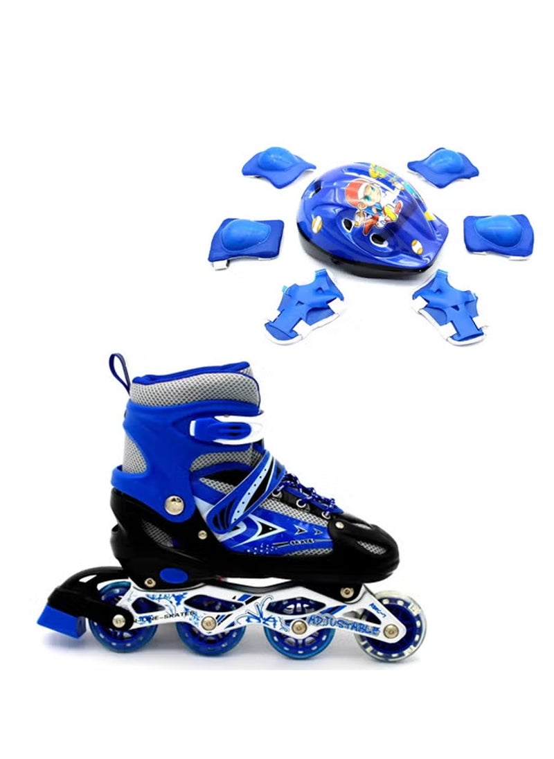 Kids Roller Skate Shoes Single/Double Wheels Retractable Skateboarding Rollerblades Outdoor for Boys and Girls Pulley Shoes