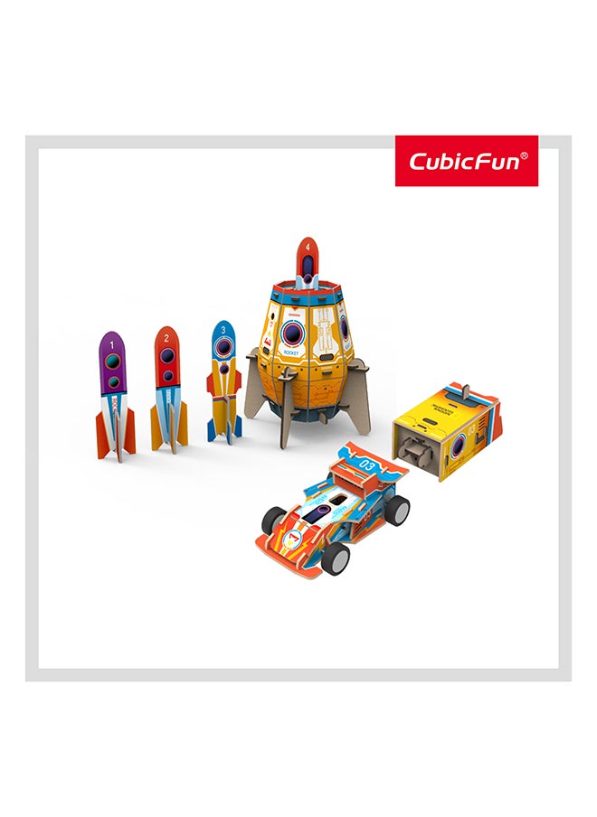 National Geographic 3D Puzzle 2 In1 Blast-Off Rocket & Racing Car 59 Pcs