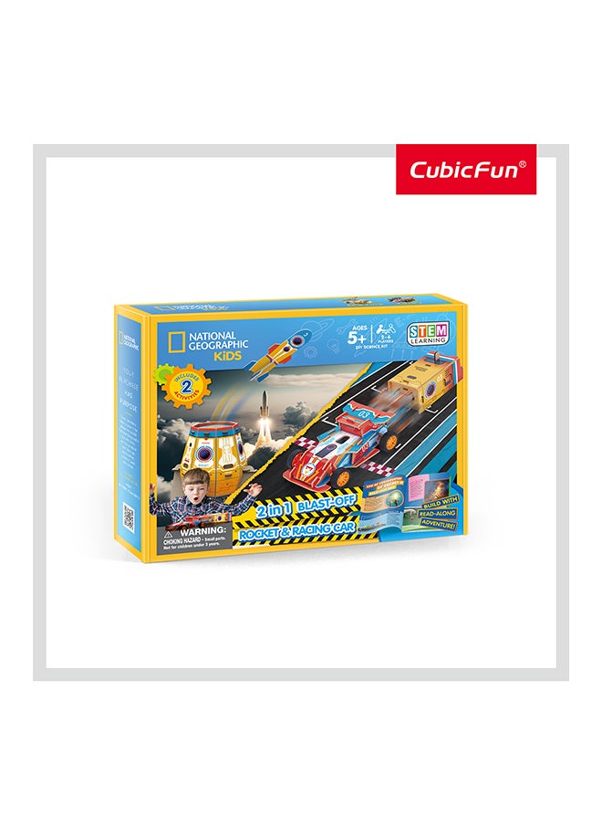 National Geographic 3D Puzzle 2 In1 Blast-Off Rocket & Racing Car 59 Pcs