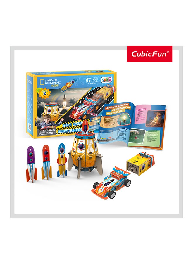 National Geographic 3D Puzzle 2 In1 Blast-Off Rocket & Racing Car 59 Pcs