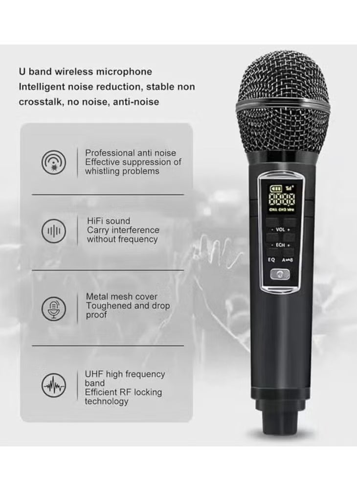 SW01 Karaoke Bluetooth Speaker with 2 Microphones – Portable Suitcase Design, High-Quality Sound, LED Lights, Built-in Rechargeable Battery, Wireless Connectivity – Perfect for Karaoke, Parties & Events