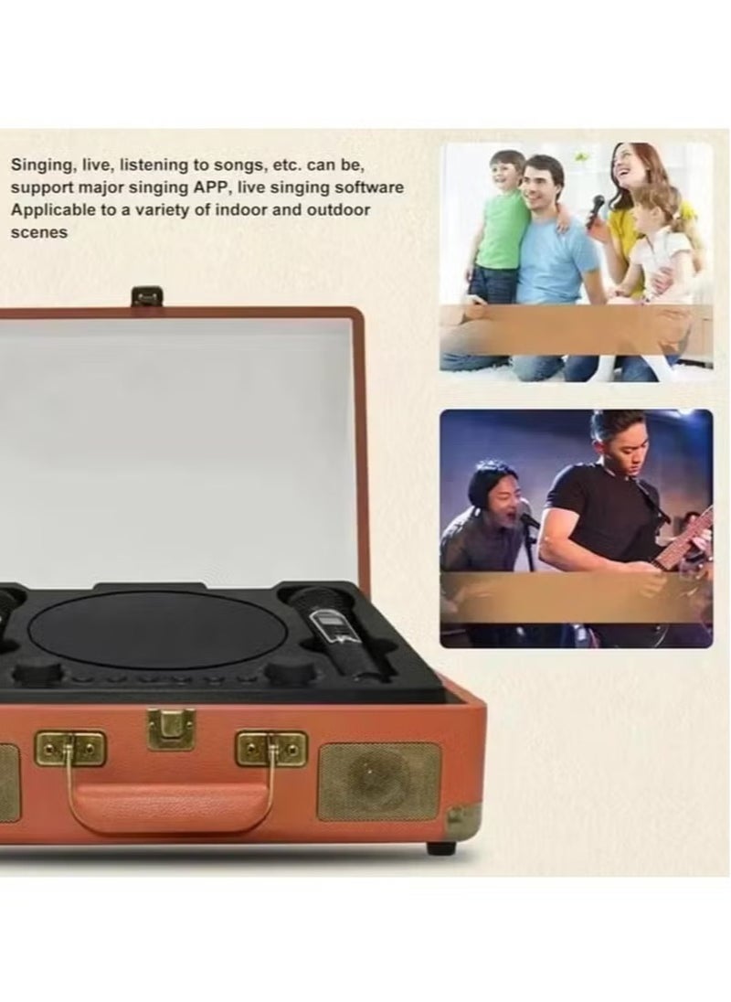 SW01 Karaoke Bluetooth Speaker with 2 Microphones – Portable Suitcase Design, High-Quality Sound, LED Lights, Built-in Rechargeable Battery, Wireless Connectivity – Perfect for Karaoke, Parties & Events