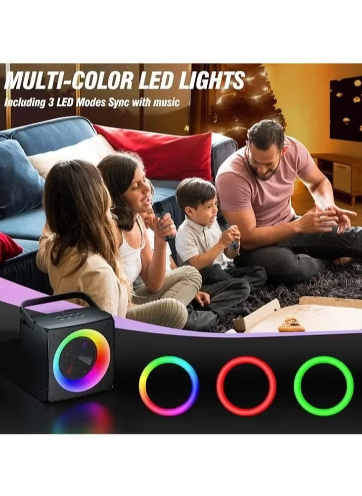 SD-508 Portable Bluetooth Speaker with Dual Wireless Microphones – Powerful Sound, Long Battery Life, Perfect for Parties, Karaoke, and Outdoor Events – Wireless Streaming, Compatible with All Bluetooth Devices