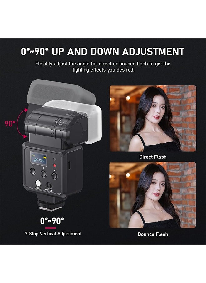 Ulanzi F32 Camera Flash, Camera Speedlite with GN32 / CCT 5600K for Canon/Fuji/Sony/Nikon/Panasonic Olympus Pentax and Other SLR Digital Cameras, and Digital Cameras with Single Contact Hot Shoe
