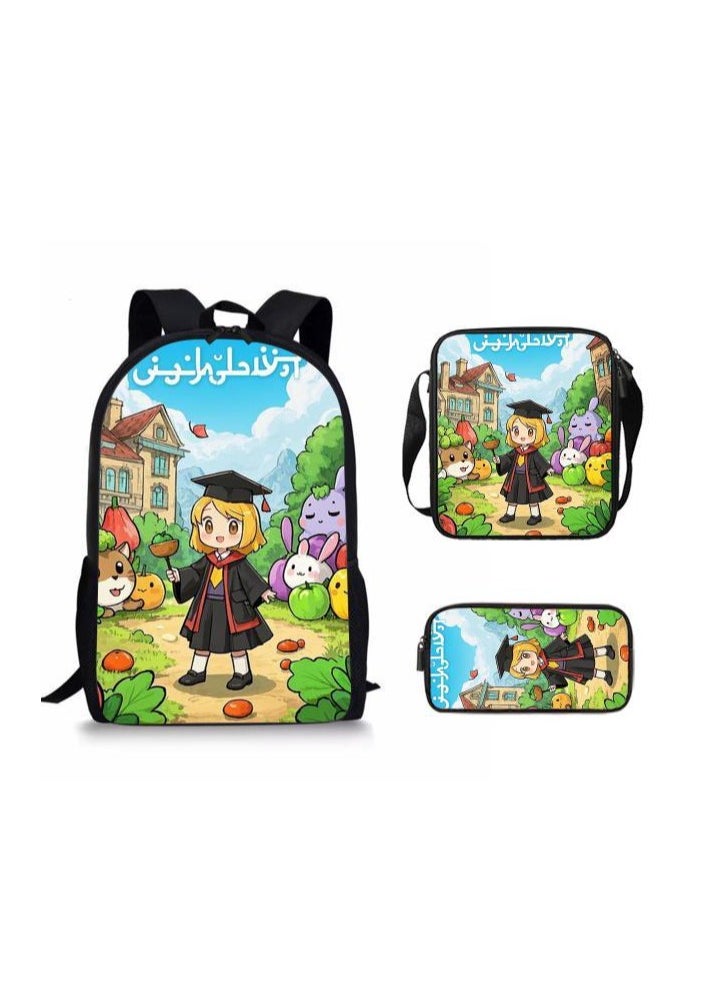 Cartoon style universal three-piece schoolbag - 1000