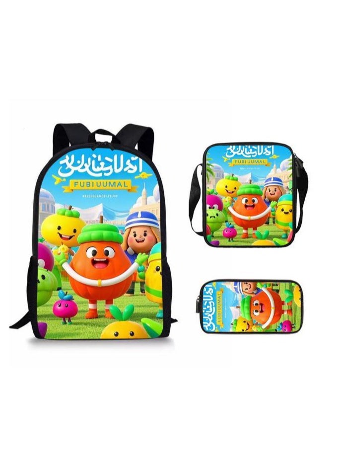 Cartoon style universal three-piece schoolbag - 1002