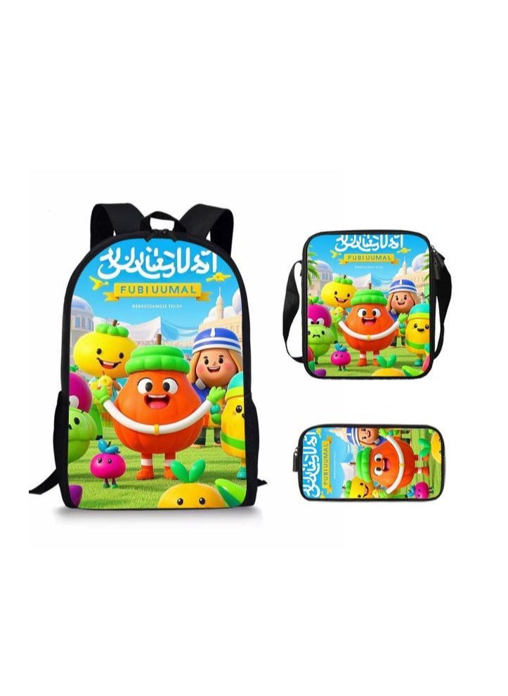 Cartoon style universal three-piece schoolbag - 1002