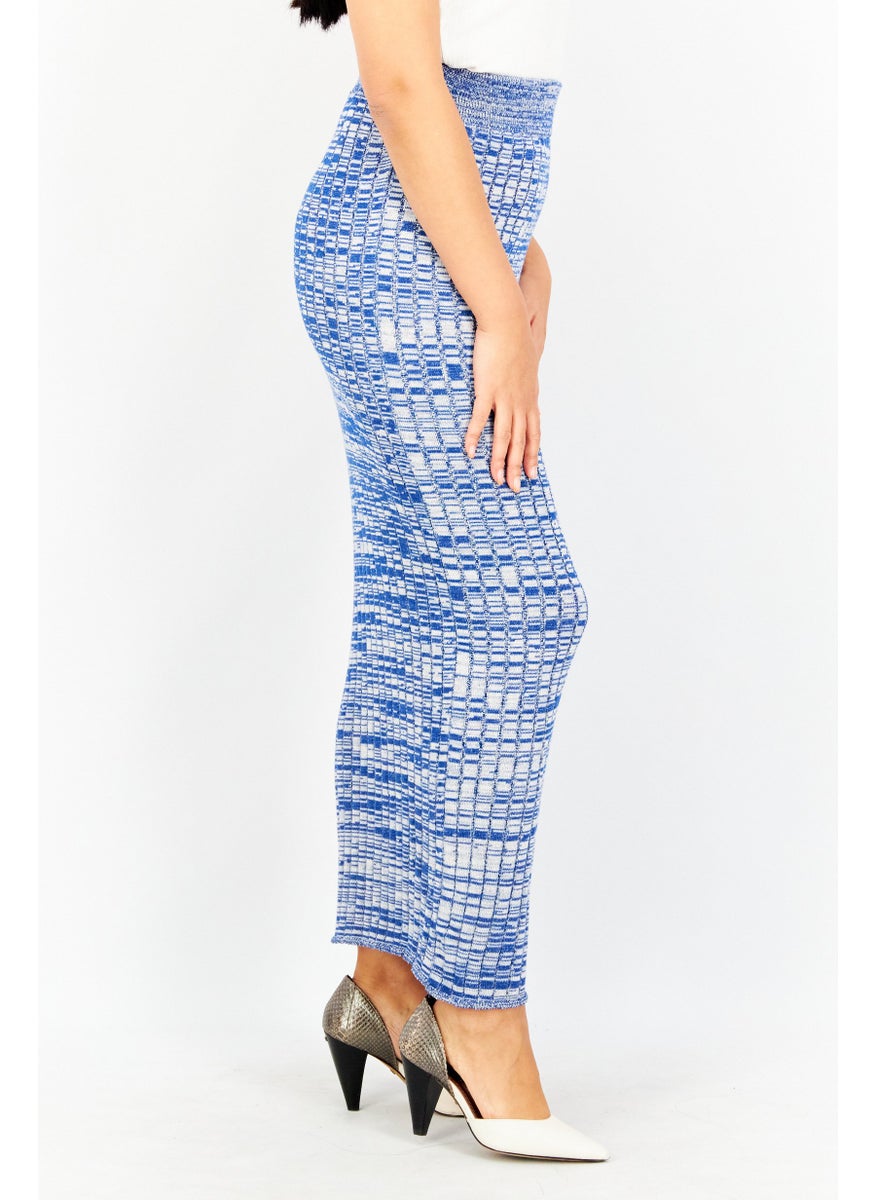 Women Textured Maxi Skirt, Blue